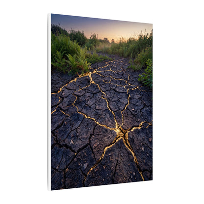Cracked Earth Canvas Art | Summer Kintsugi Crackle Gold Art