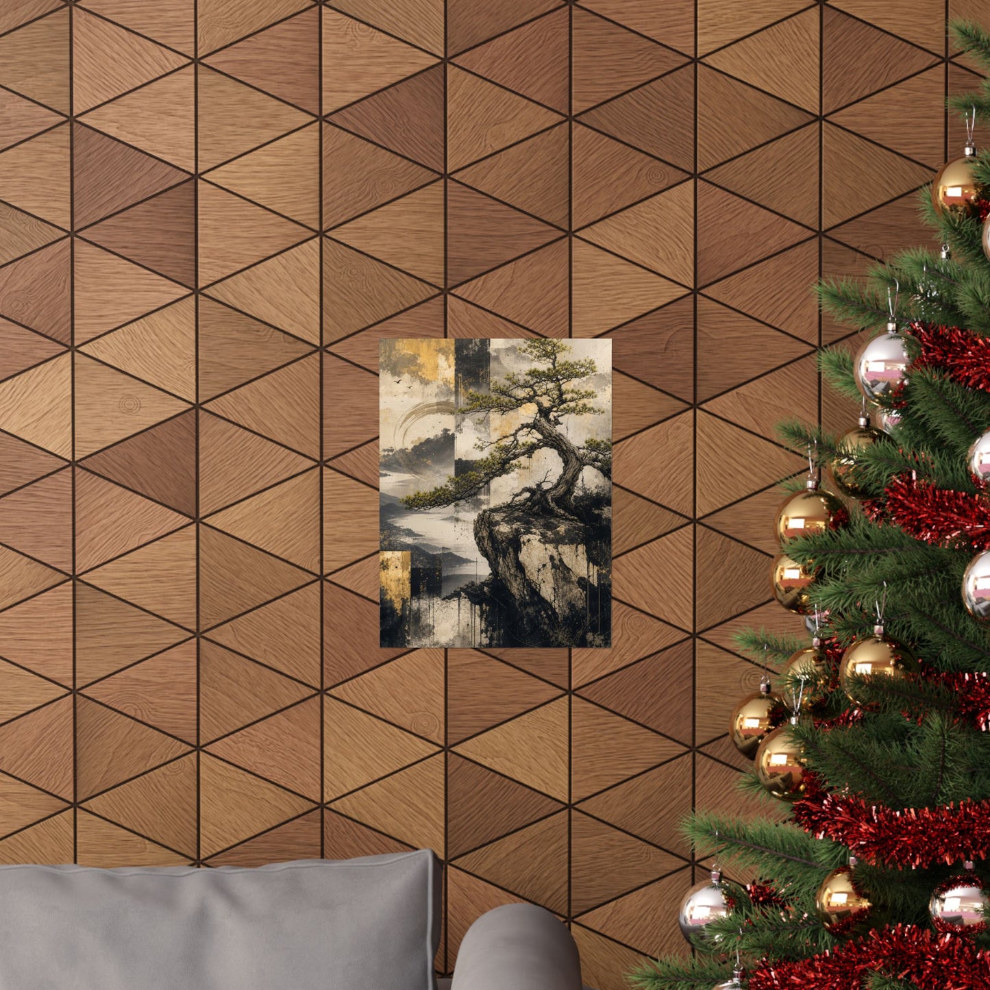 Pine Tree Japanese Pattern Wall Art Print | Cozy Japandi Art