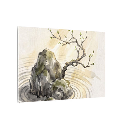Serene Rock Garden Canvas Art - Sumi E Zen