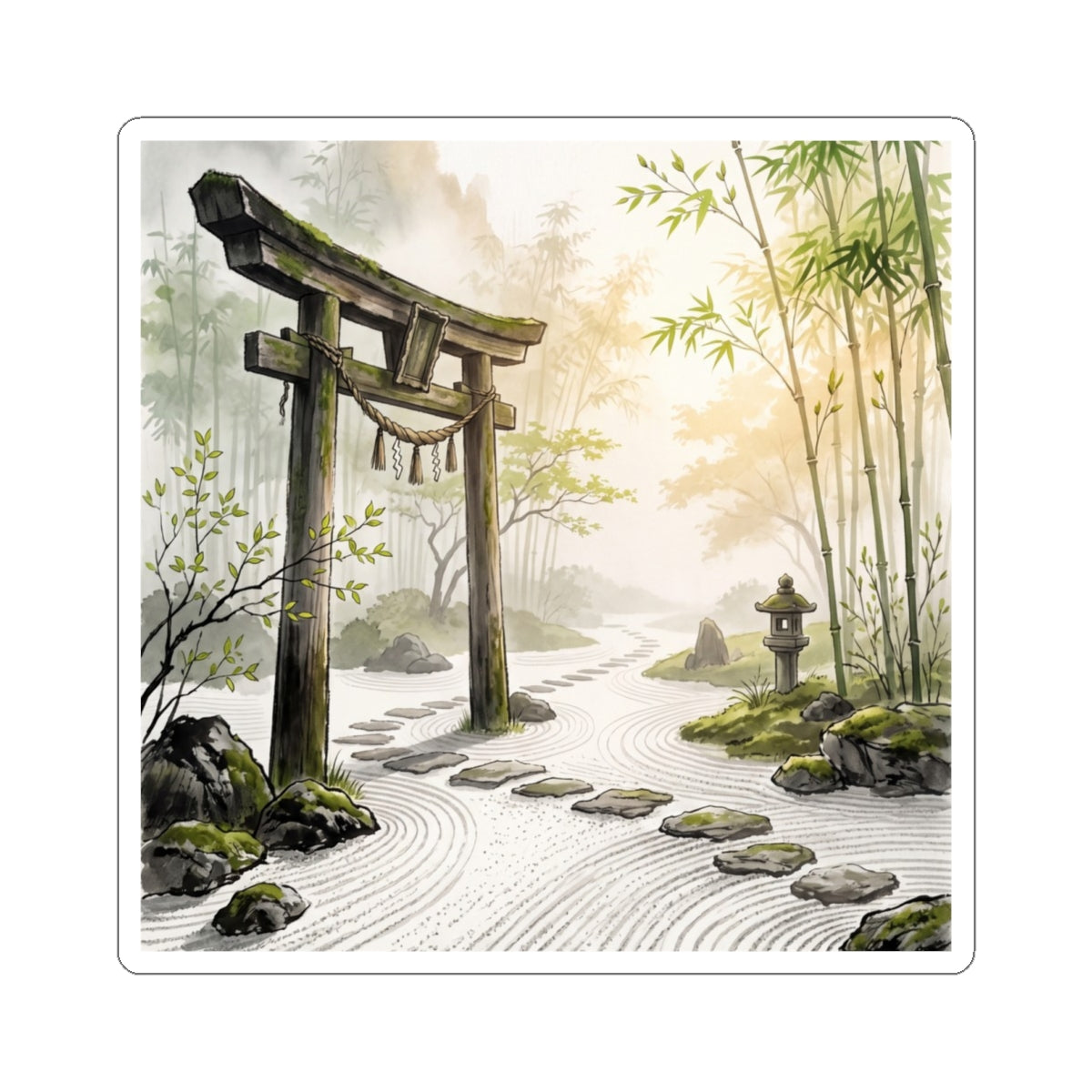 Spring Torii Gate Karesansui Sticker | Tranquil Decor