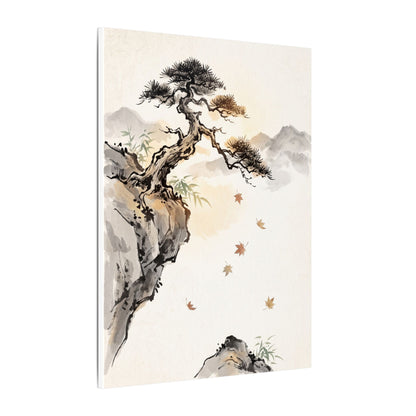 Peaceful Pine Tree Canvas Art - Sumi E Zen