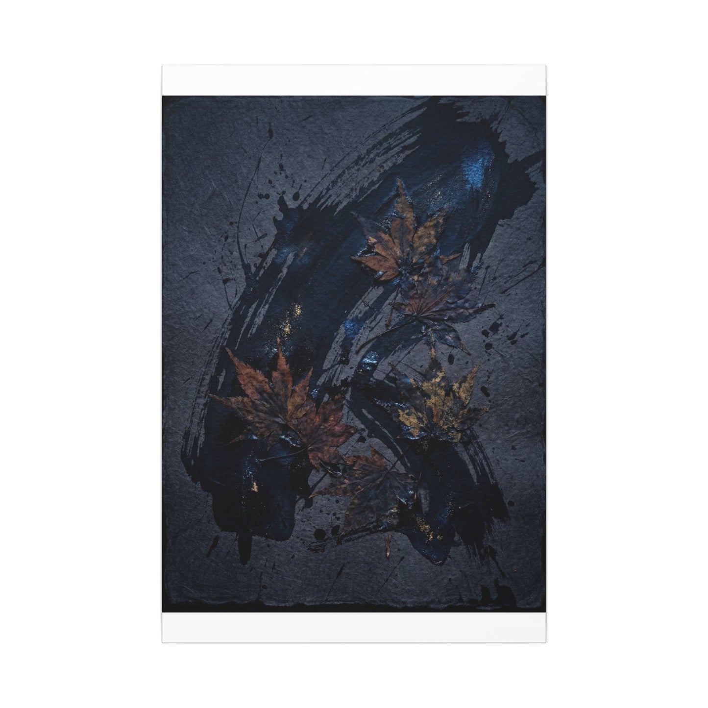 Sophisticated Ink Brushstroke Canvas Art - Dark Texture Dark Japandi