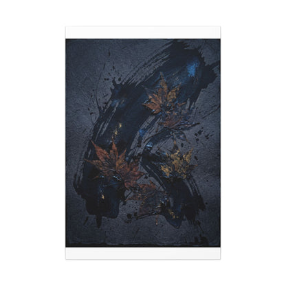 Sophisticated Ink Brushstroke Canvas Art - Dark Texture Dark Japandi