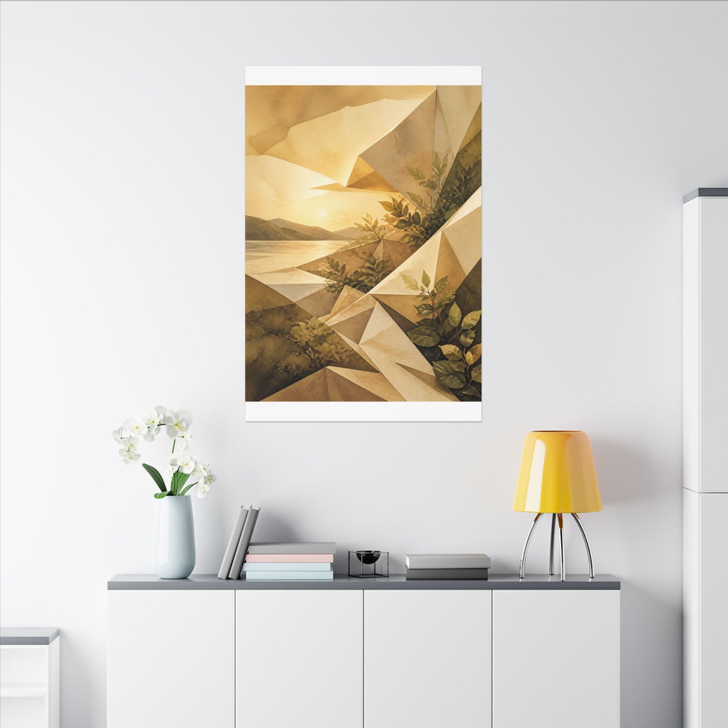 Golden Hour Paper Fold Canvas Art - Japandi Ma