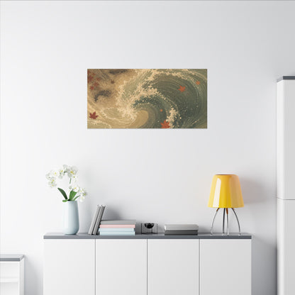 Japandi Ocean Wave in Candlelight | Japanese Pattern Canvas Art