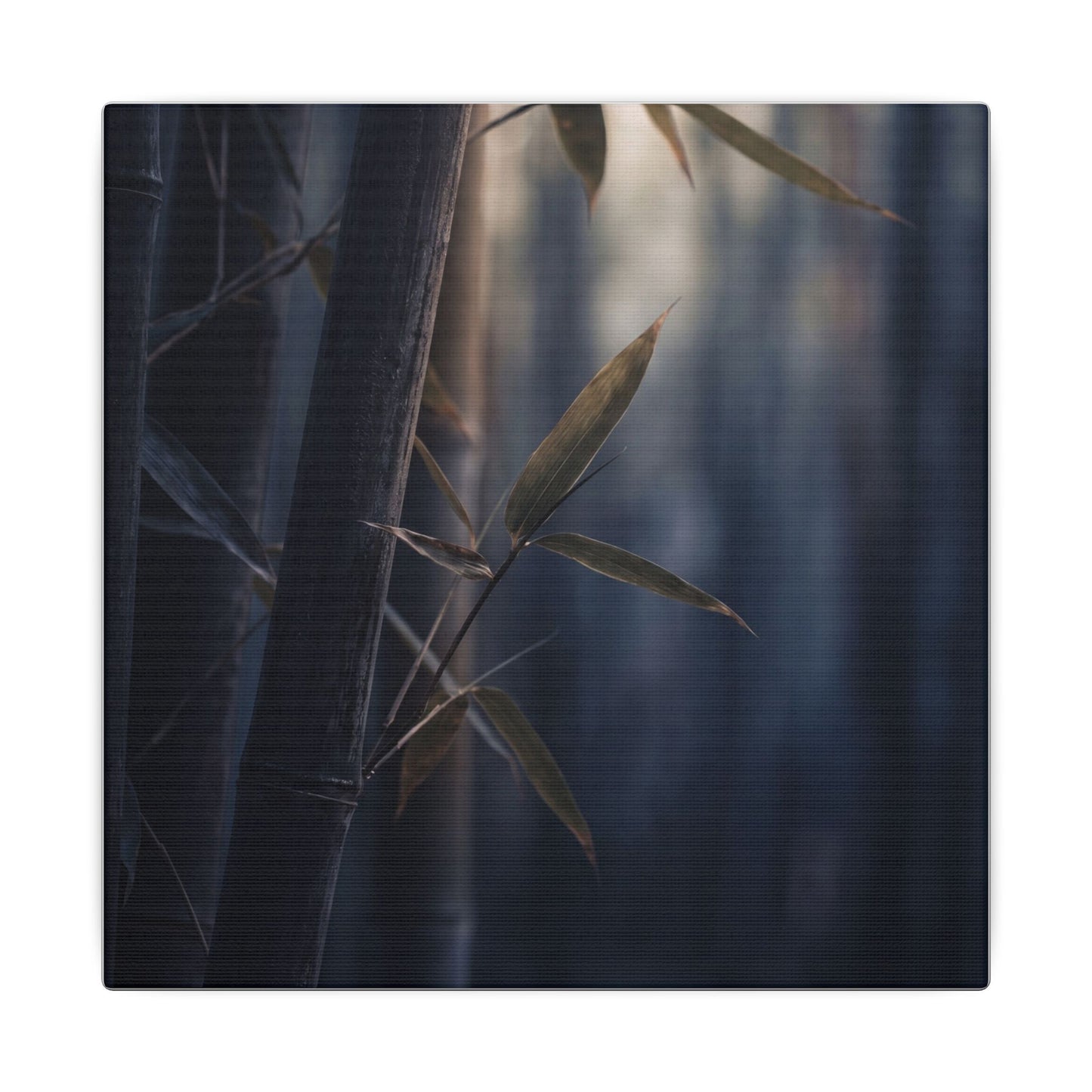 Dark Japandi Bamboo Grove in Dawn | Moody Minimal Canvas Art