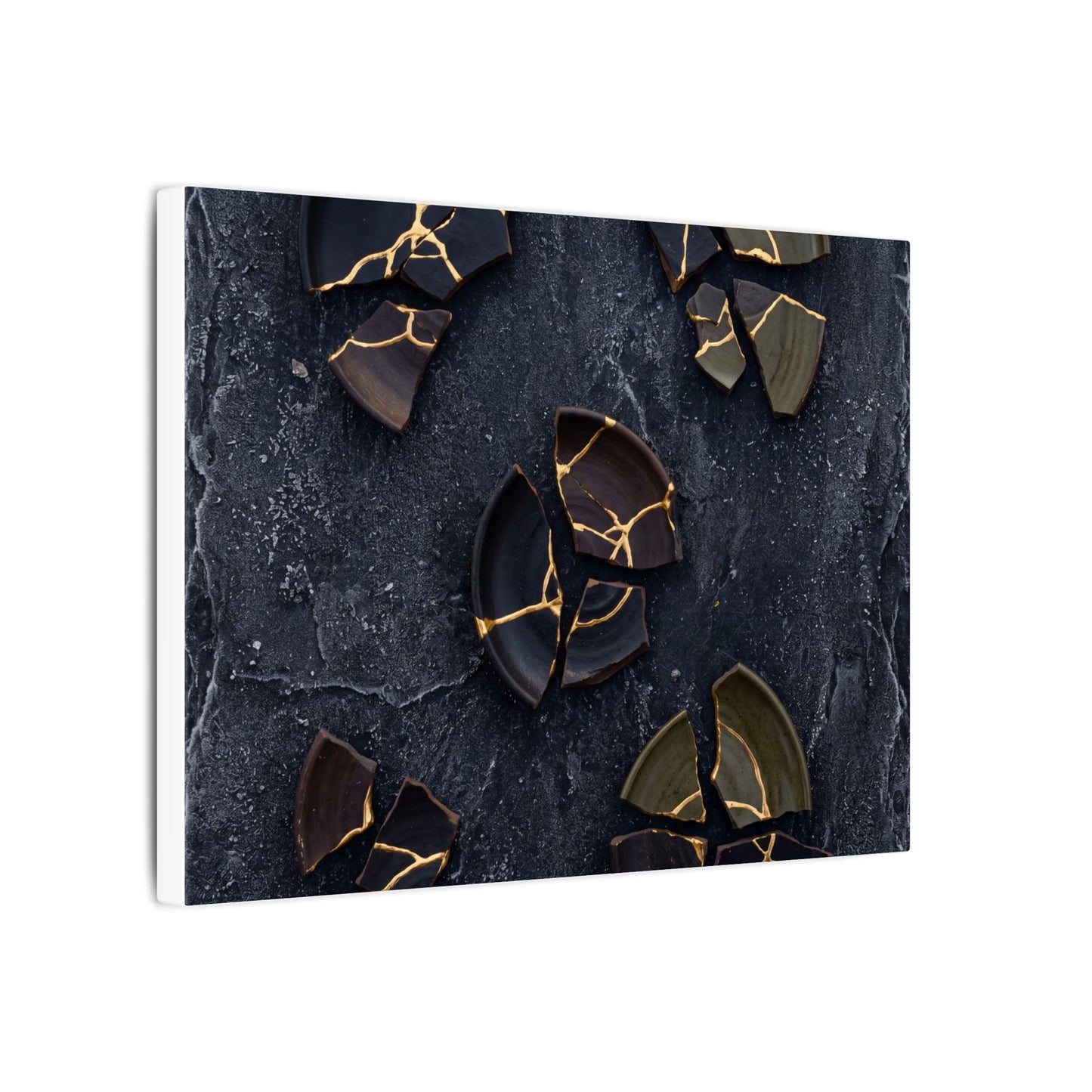 Broken Pottery Canvas Art | Winter Dark Japandi Shadow Zen Art