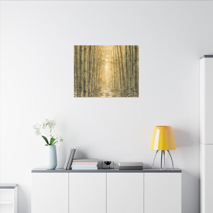 Bamboo Grove Winter Canvas Art | Japandi Elegant Design