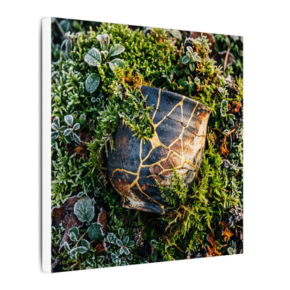 Artful Moss Close Up Canvas Art - Gold Repair Kintsugi