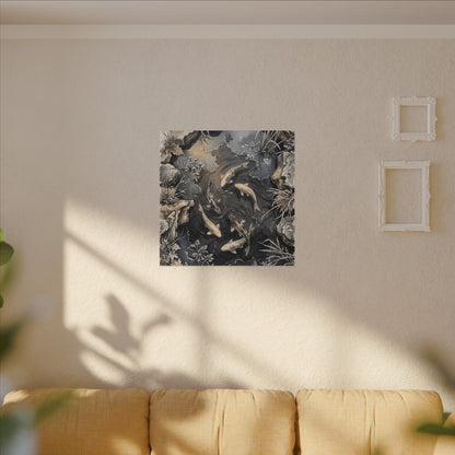 Koi Pond Canvas Art | Winter Japandi Japanese Pattern Art