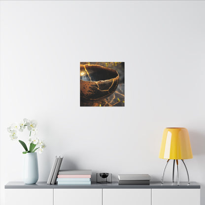 Kintsugi Ceramic Bowl in Golden Hour | Gold Vein Canvas Art