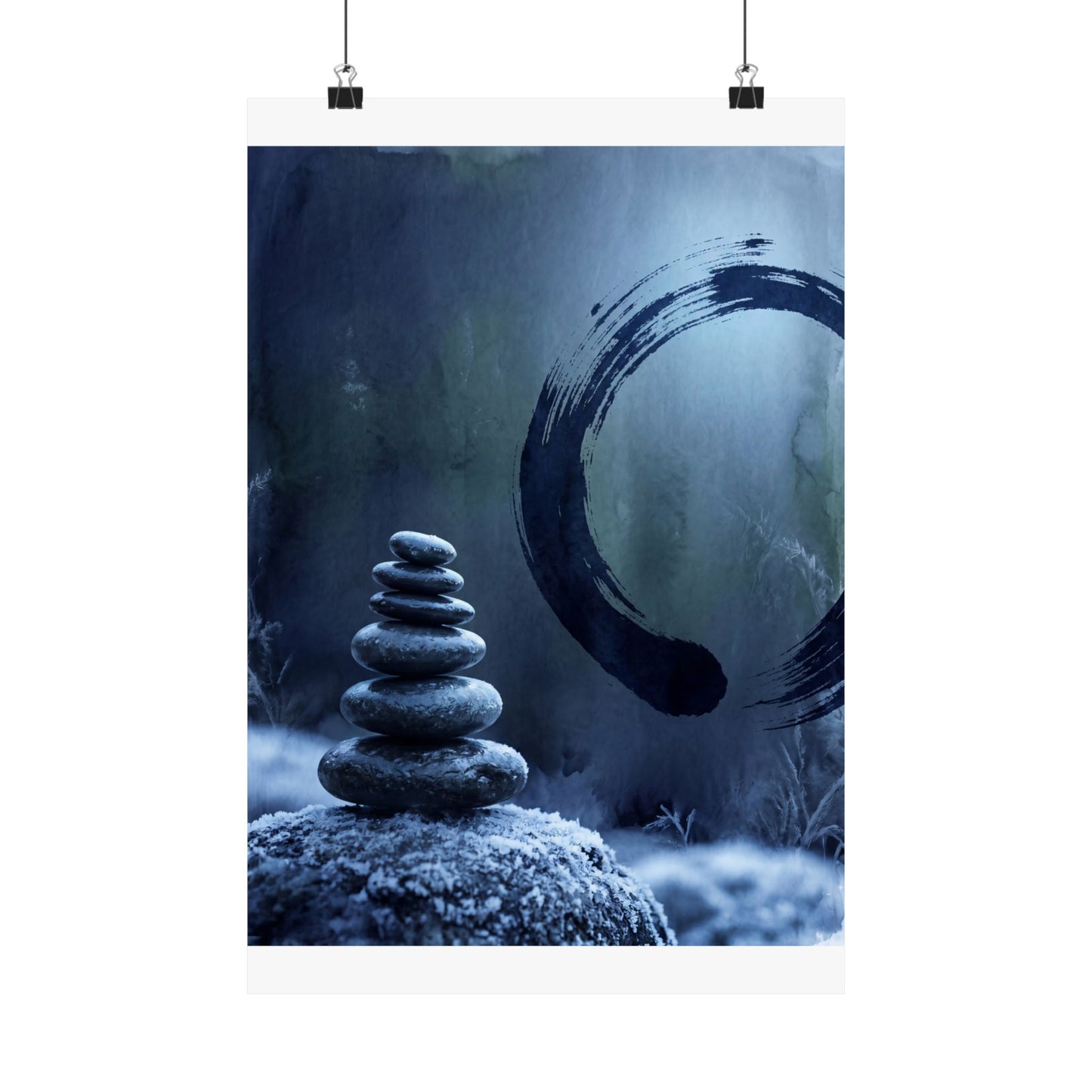 Moonlight River Stones Wall Art Print - Zen Fukinsei