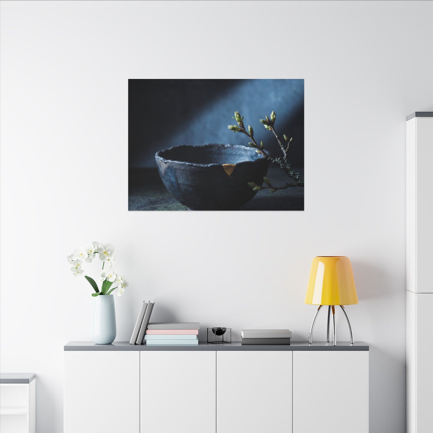 Sophisticated Ceramic Bowl Canvas Art - Shadow Zen Dark Japandi