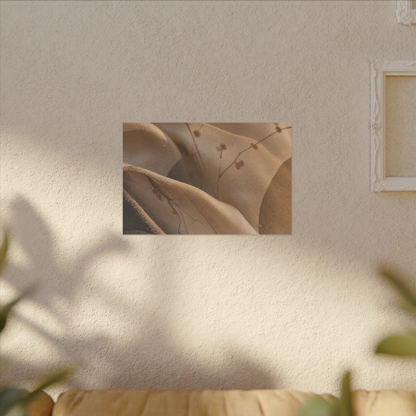 Japandi Silk Drape in Golden Hour | Japanese Pattern Canvas Art