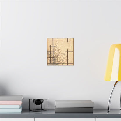 Shoji Screen Canvas Art | Winter Japandi Minimal Line Art