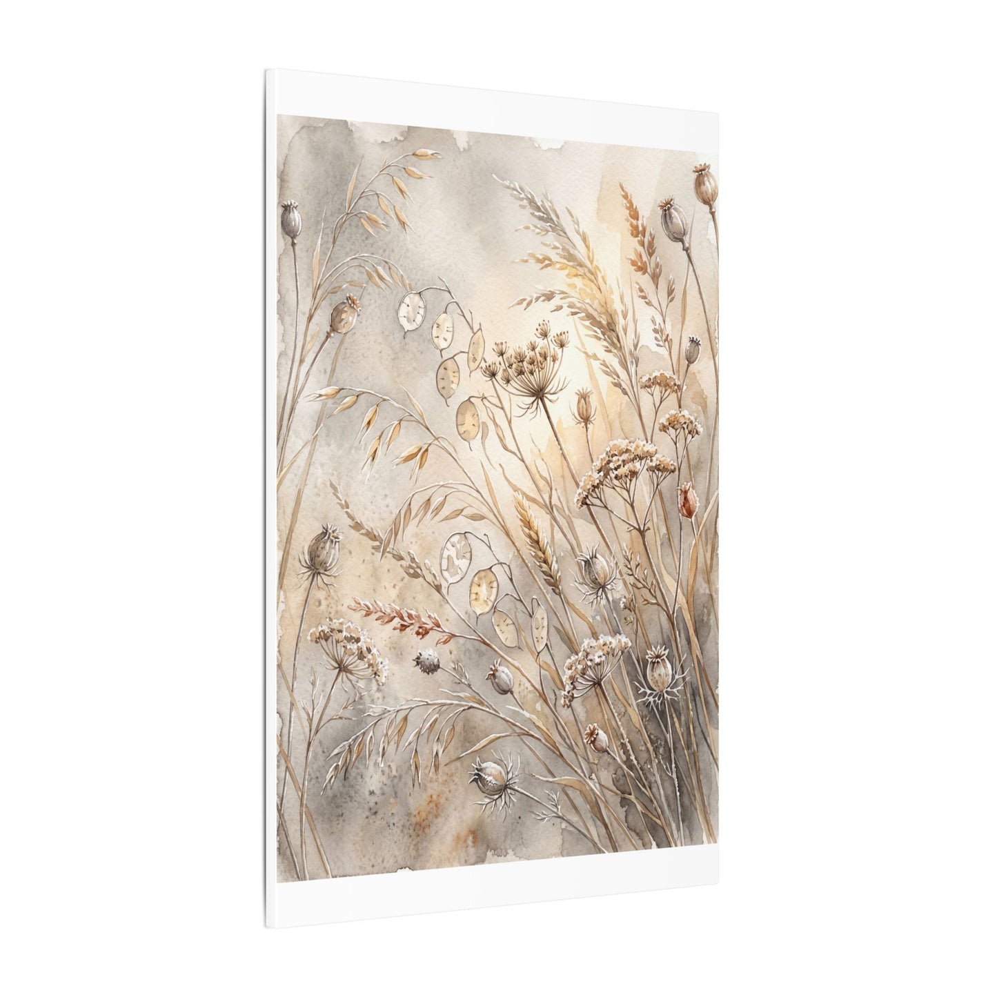 Winter Dried Flowers Watercolor Canvas Art | Warm Decor