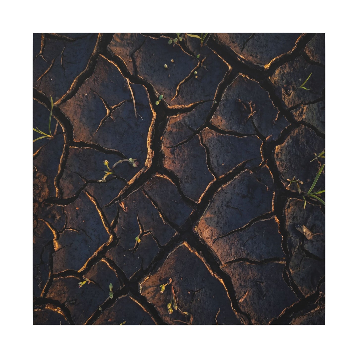 Cracked Earth Moody Minimal Canvas Art | Luxurious Dark Japandi Art