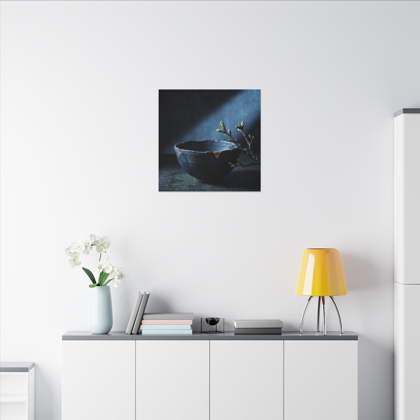 Sophisticated Ceramic Bowl Canvas Art - Shadow Zen Dark Japandi