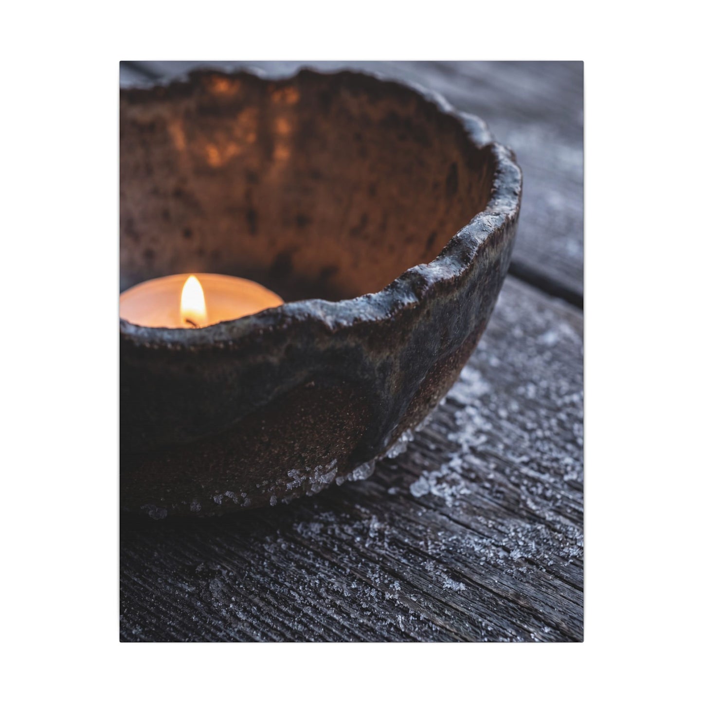 Atmospheric Ceramic Bowl Canvas Art - Moody Minimal Dark Japandi