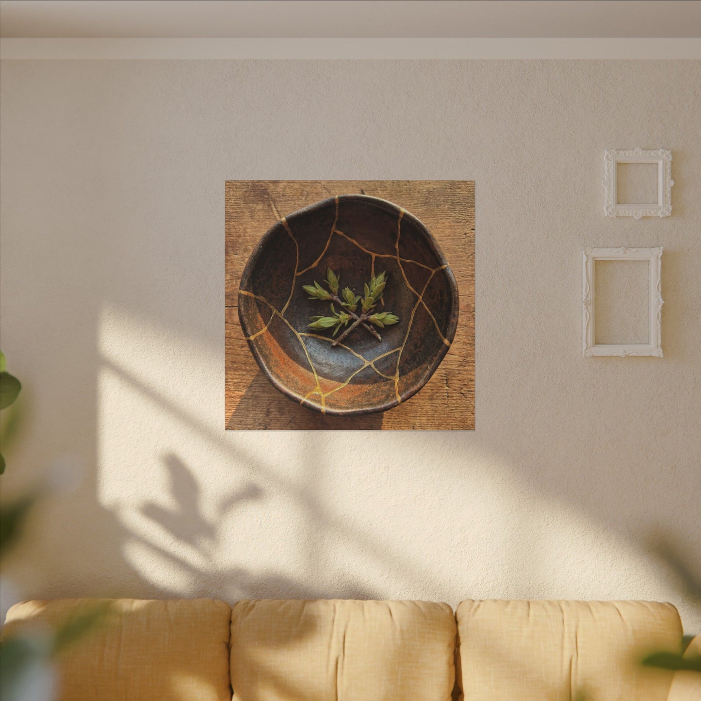 Ceramic Bowl Gold Repair Canvas Art | Resilient Kintsugi Art