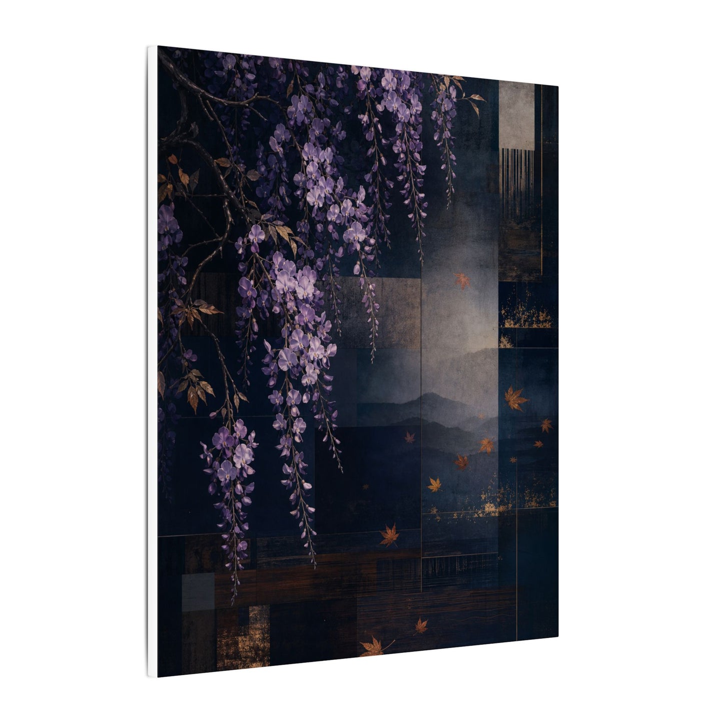Dawn Wisteria Canvas Art - Dark Japandi Fukinsei