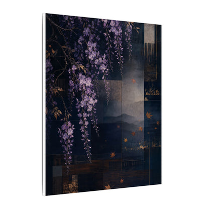 Dawn Wisteria Canvas Art - Dark Japandi Fukinsei