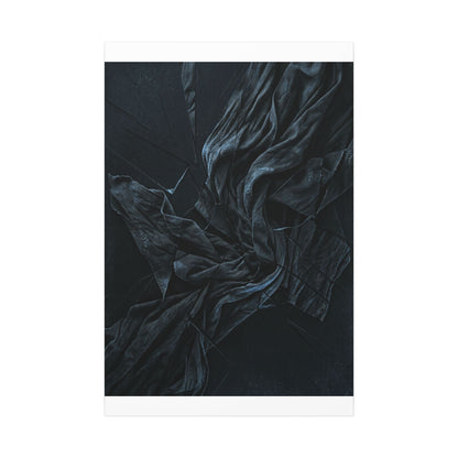 Dark Japandi Silk Drape in Moonlight | Moody Minimal Canvas Art