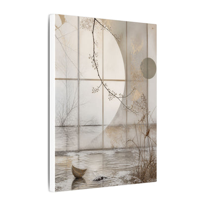 Winter Shoji Screen Japanese Pattern Canvas Art | Elegant Decor