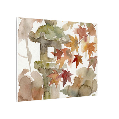 Stone Lantern Watercolor Canvas Art | Earthy Japandi Art