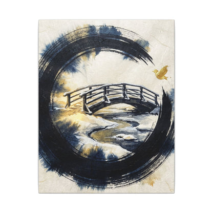 Autumn Ink Brushstroke Karesansui Canvas Art | Peaceful Decor