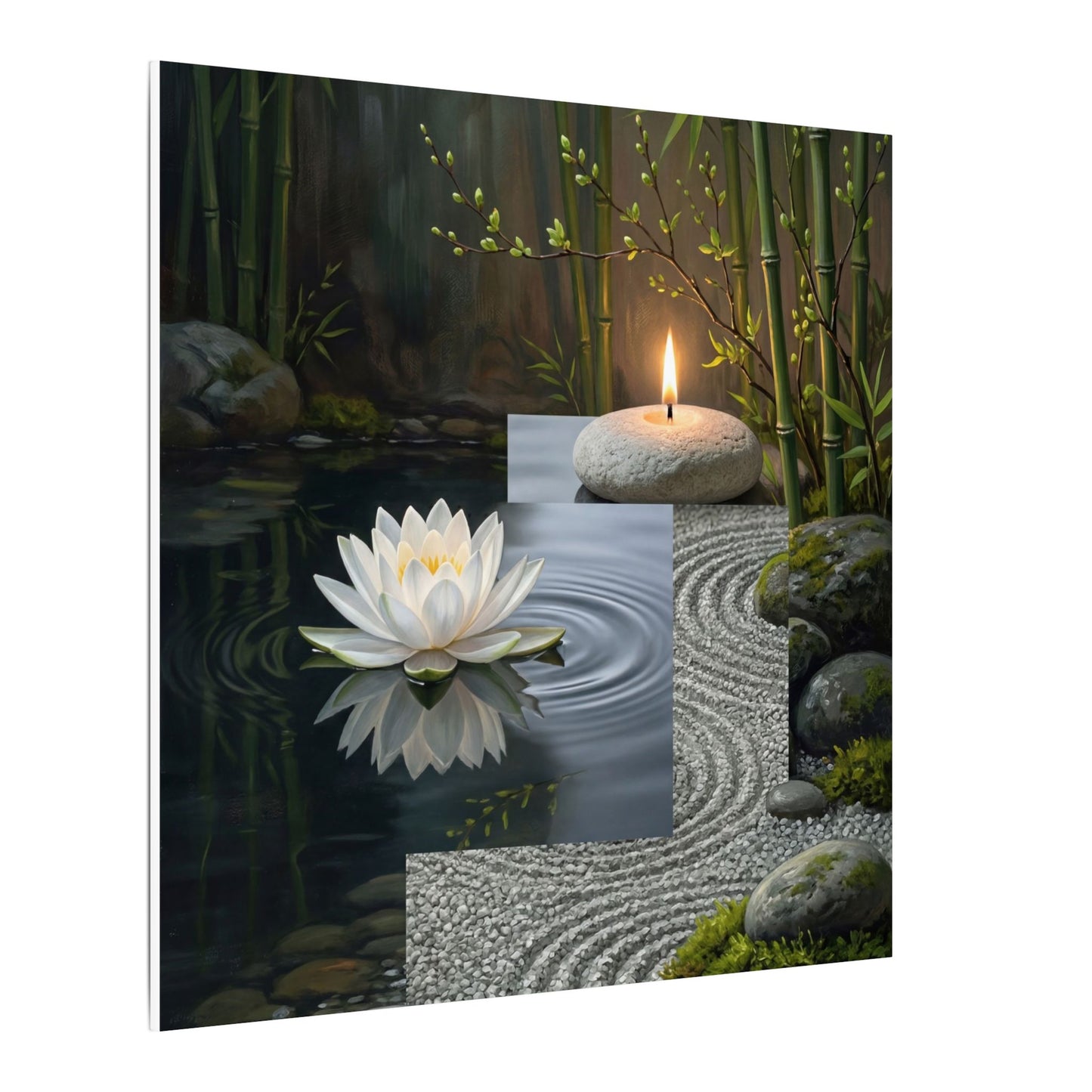 Candlelight Lotus Flower Canvas Art - Zen Kanso