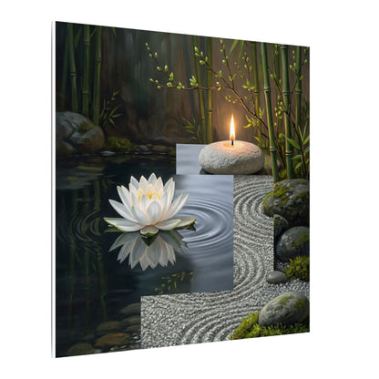 Candlelight Lotus Flower Canvas Art - Zen Kanso