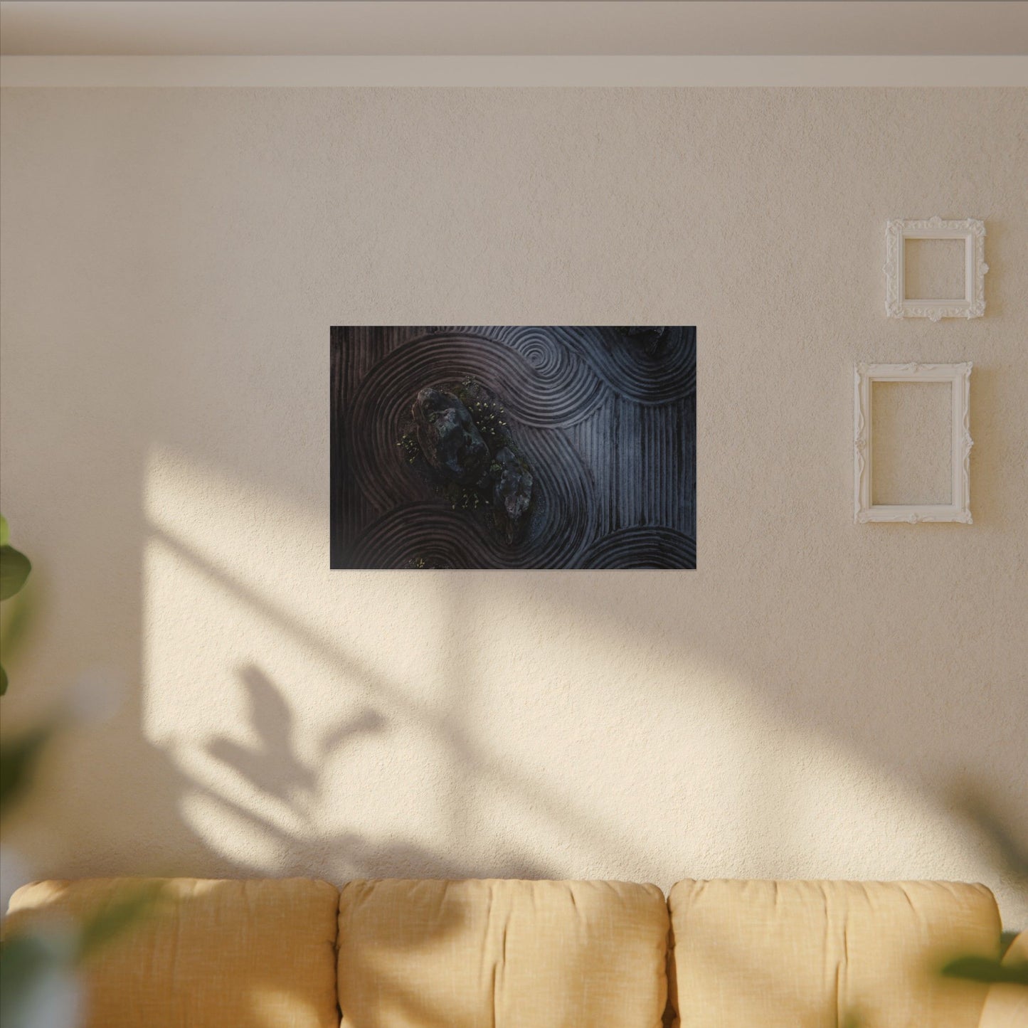 Spring Rock Garden Charcoal Ink Canvas Art | Bold Decor