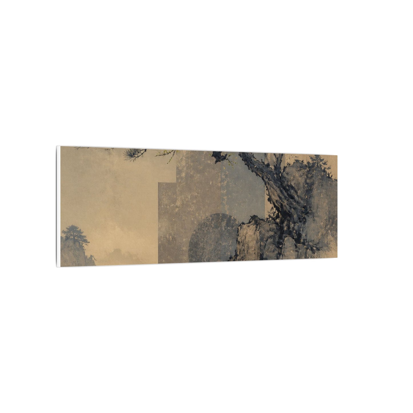 Japandi Pine Tree in Moonlight | Japanese Pattern Canvas Art