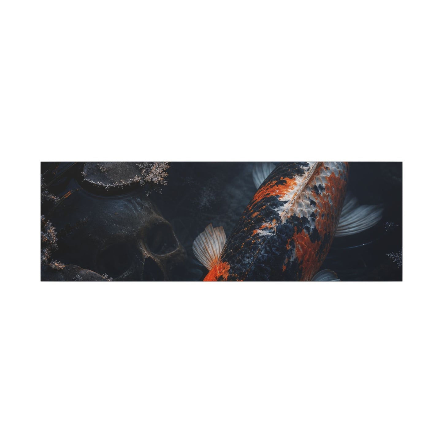 Koi Pond Canvas Art | Winter Dark Japandi Shadow Zen Art