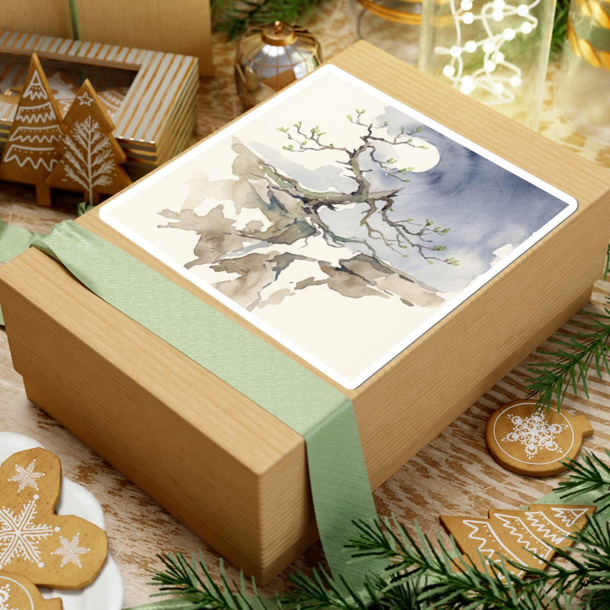Pine Tree Sticker | Spring Japandi Watercolor Art