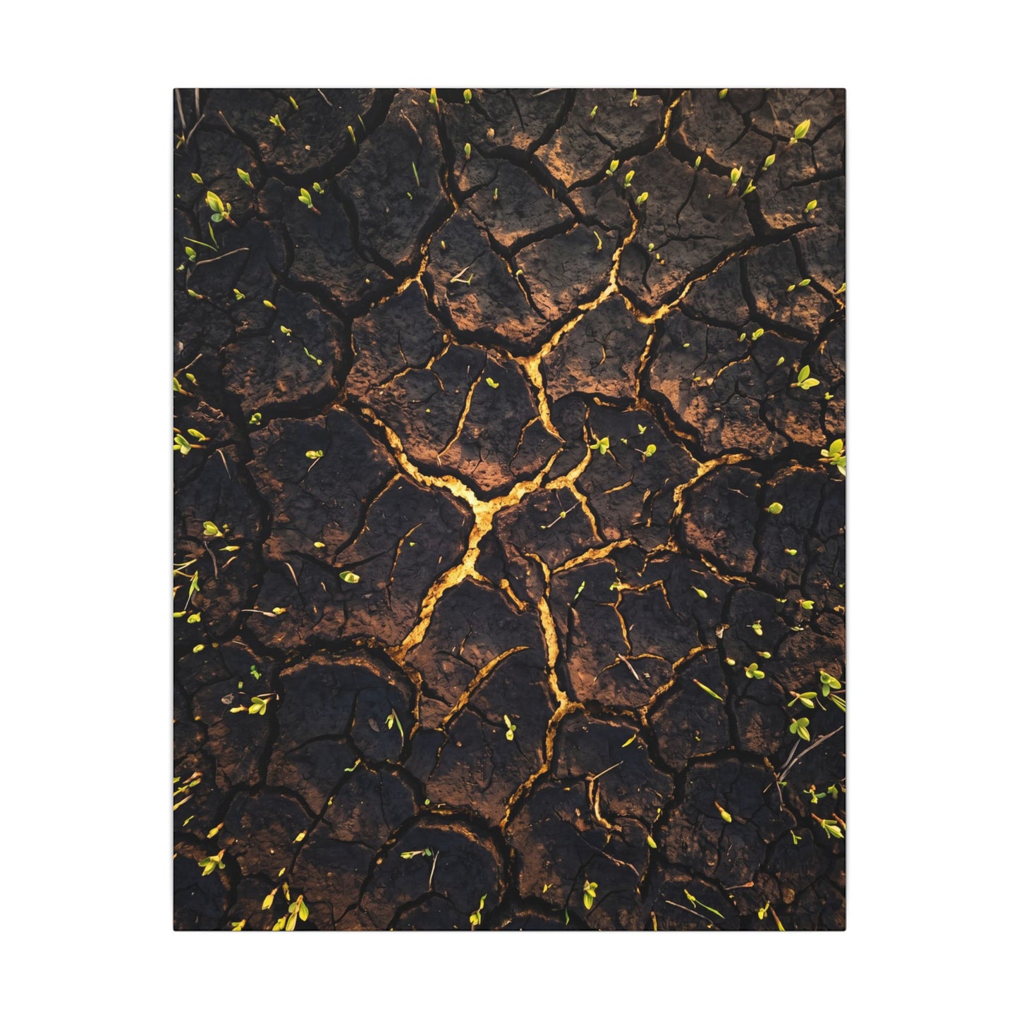 Cracked Earth Moody Minimal Canvas Art | Sophisticated Dark Japandi Art