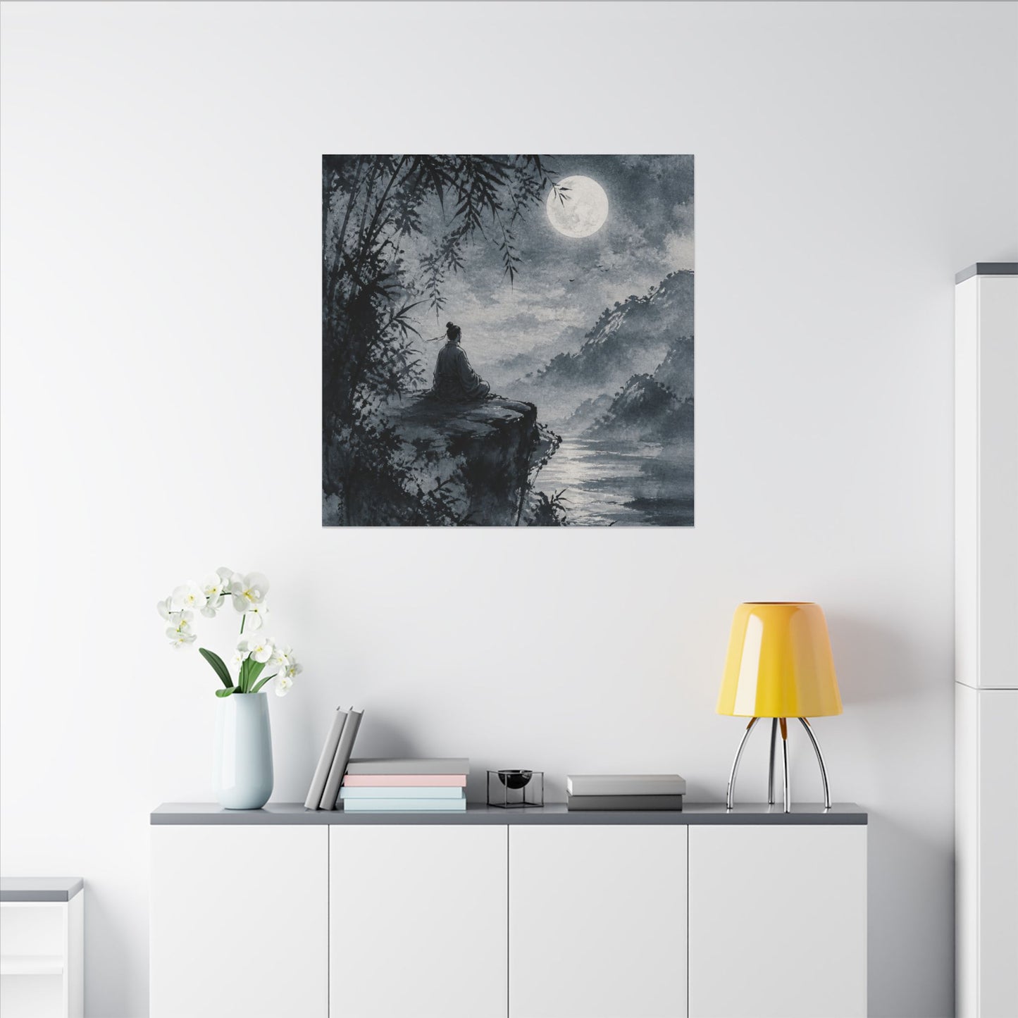 Ink Brushstroke Sumi E Canvas Art | Serene Zen Art