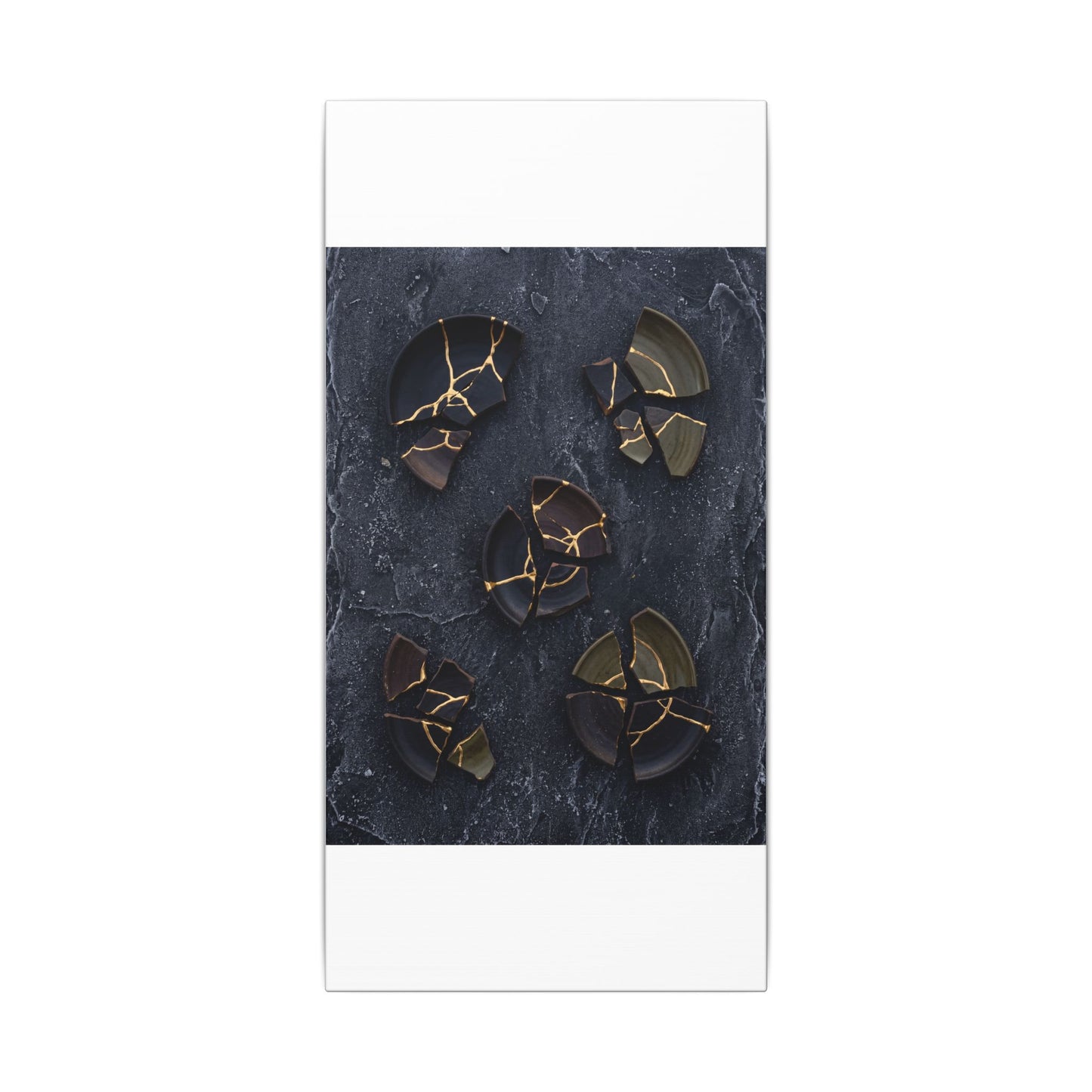 Broken Pottery Canvas Art | Winter Dark Japandi Shadow Zen Art