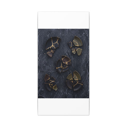 Broken Pottery Canvas Art | Winter Dark Japandi Shadow Zen Art
