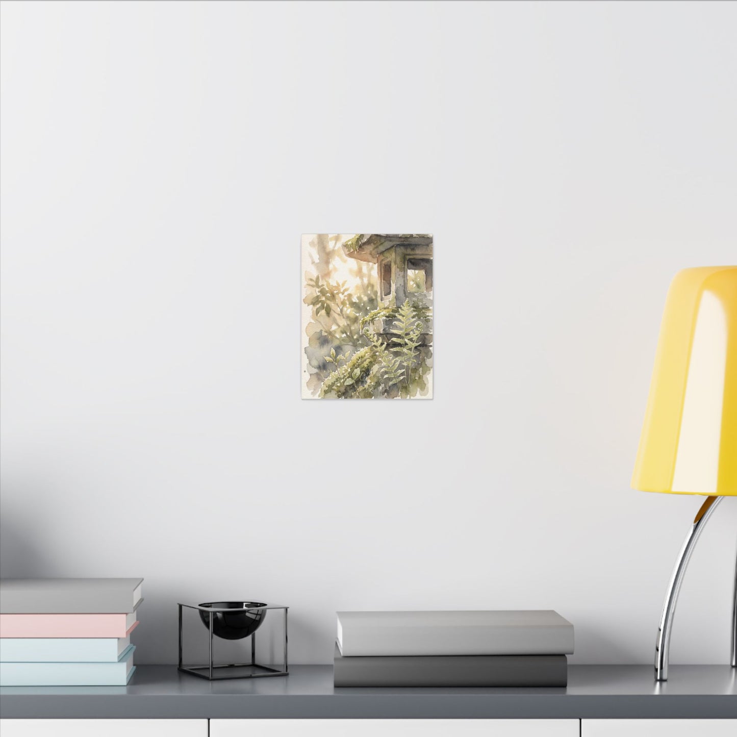 Earthy Stone Lantern Canvas Art - Watercolor Japandi