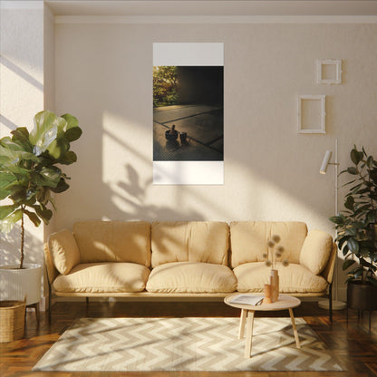 Dark Japandi Tea Ceremony in Golden Hour | Dark Texture Canvas Art