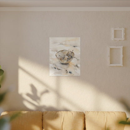 Ceramic Bowl Canvas Art | Winter Japandi Watercolor Art