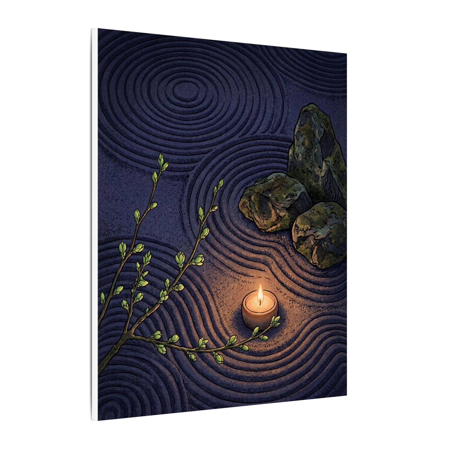 Mono No Aware Rock Garden Canvas Art - Zen Ukiyo E Inspired