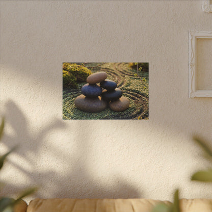 Zen River Stones in Golden Hour | Karesansui Canvas Art
