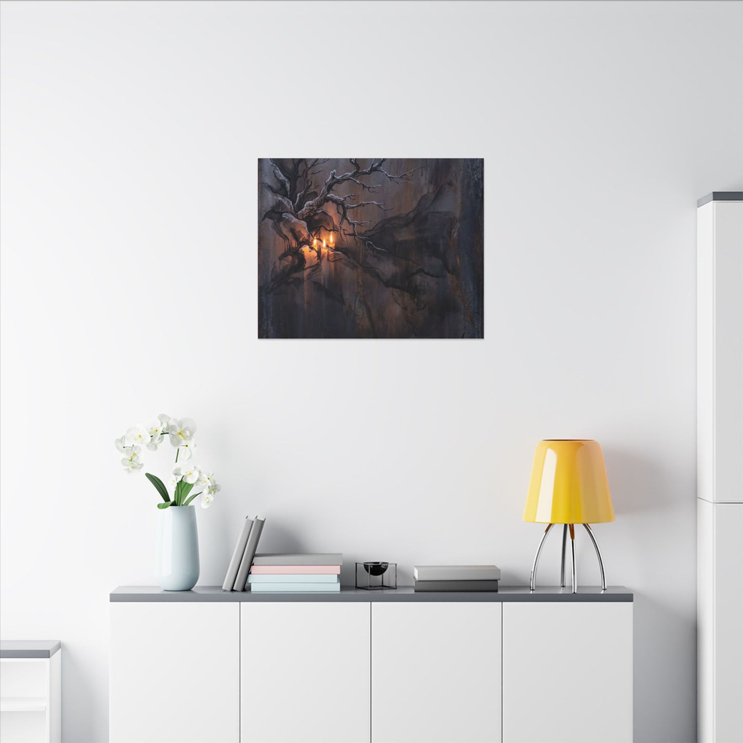 Winter Rust Patina Charcoal Ink Canvas Art | Atmospheric Decor