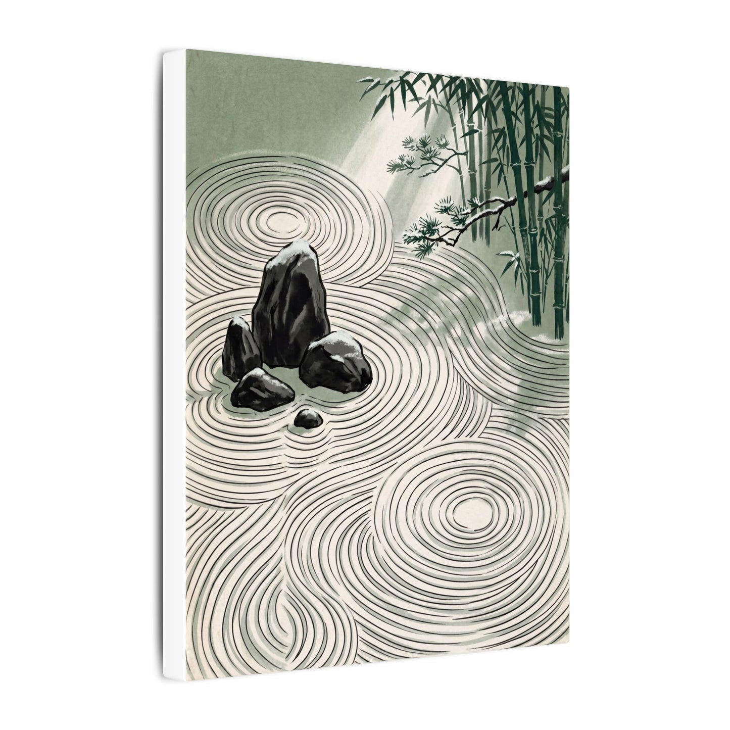 Shibui Rock Garden Canvas Art - Zen Ukiyo E Inspired