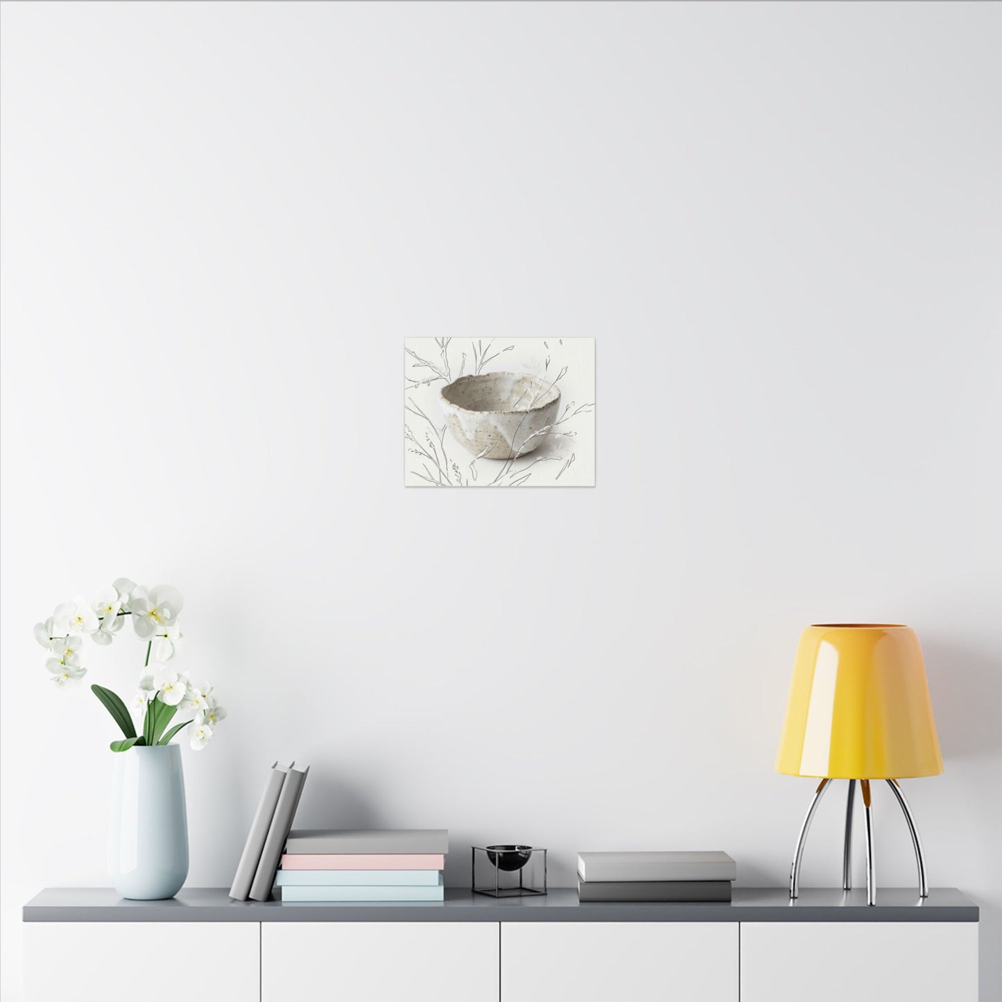 Neutral Ceramic Bowl Canvas Art - Minimal Line Japandi