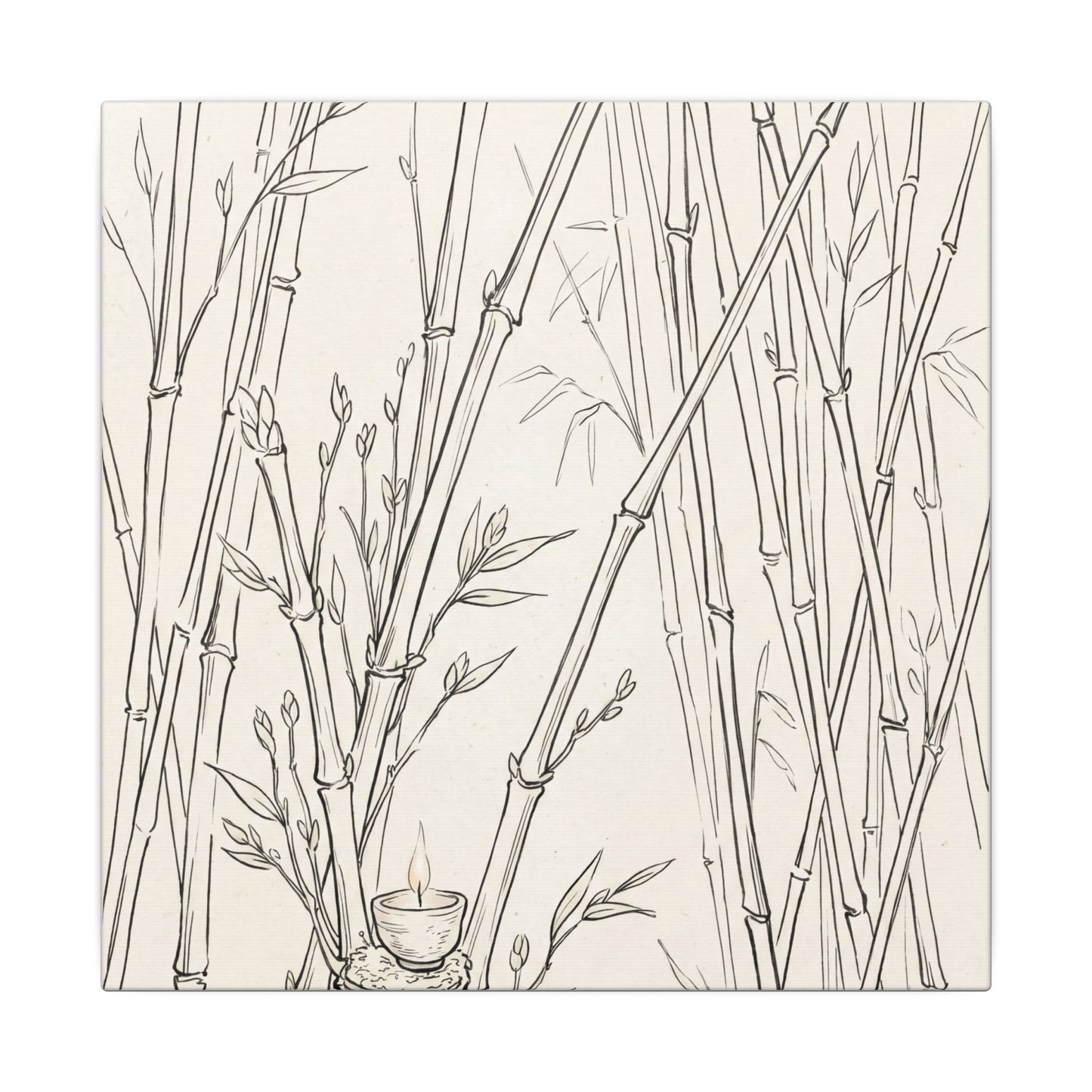 Candlelight Bamboo Grove Canvas Art - Japandi Fukinsei