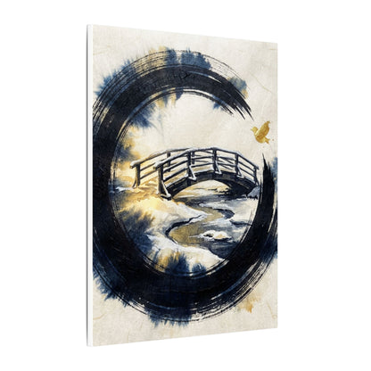 Autumn Ink Brushstroke Karesansui Canvas Art | Peaceful Decor